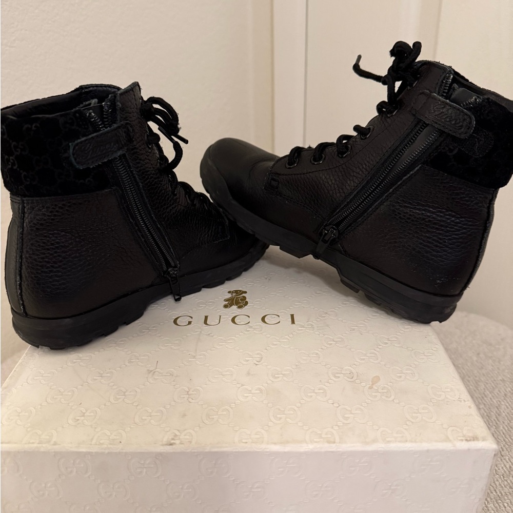 Gucci Black Leather High-Top Boots